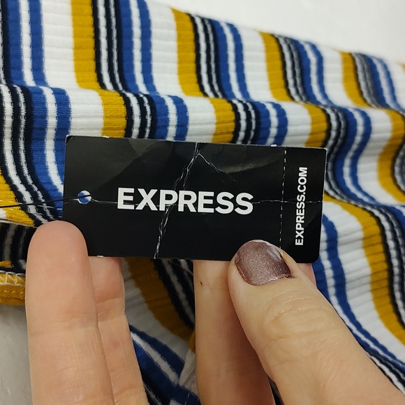 NWT Express V-neck Ribbed Knit Striped Tank Top - Picture 6 of 11